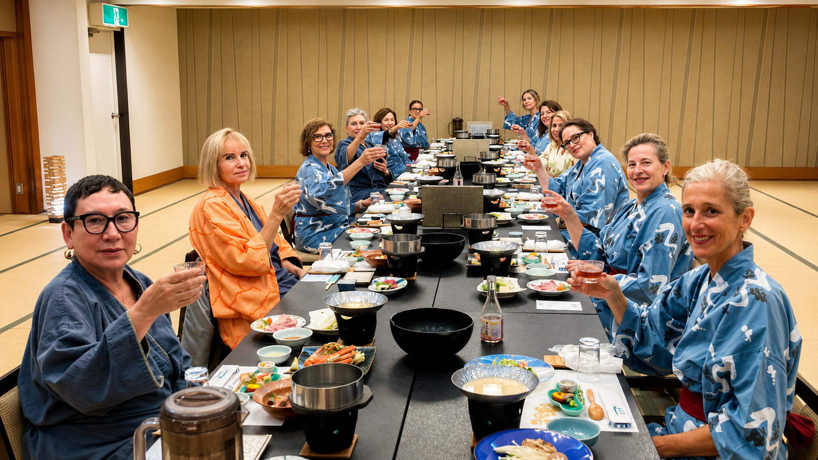 Viajeras FOW compartiendo una cena tradicional en Japón